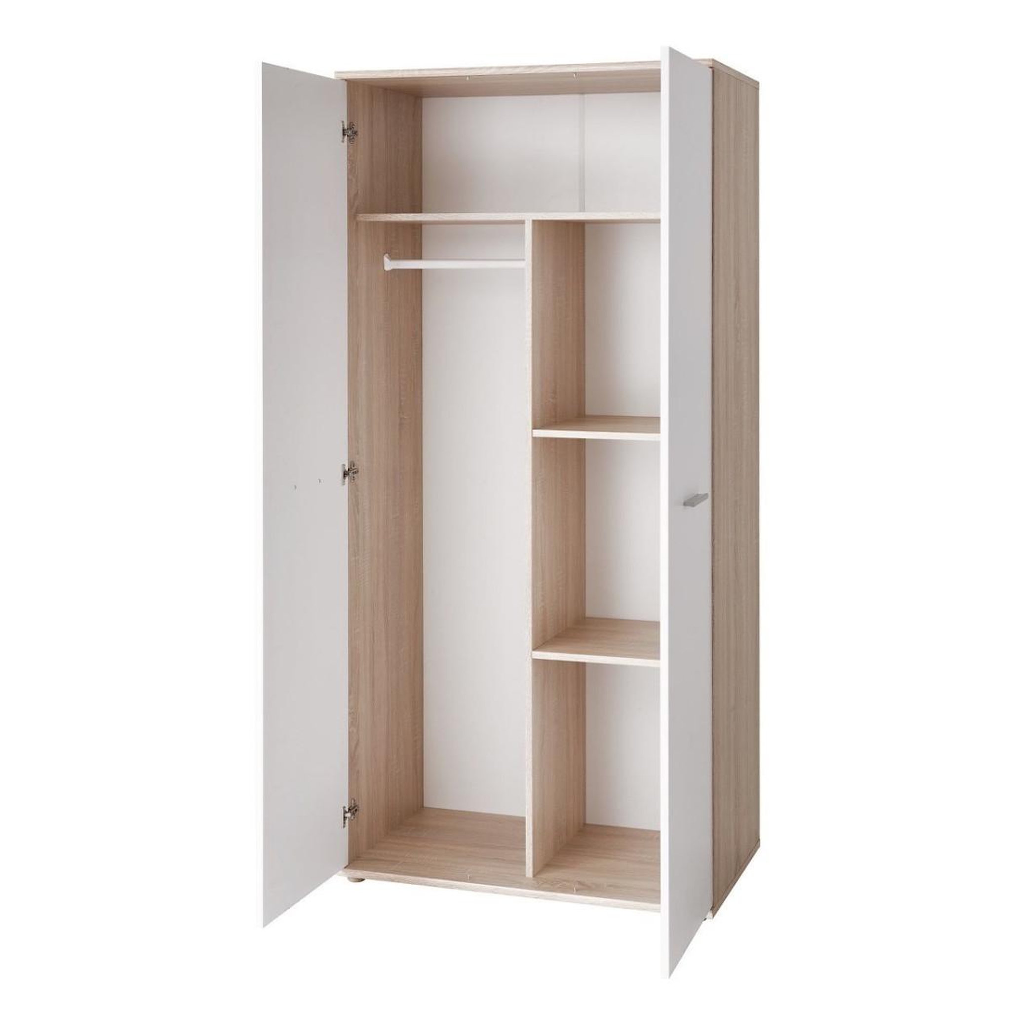 Voir la diapositive 2 : Paris Prix Armoire 2 portes  dino  191cm blanc & chêne