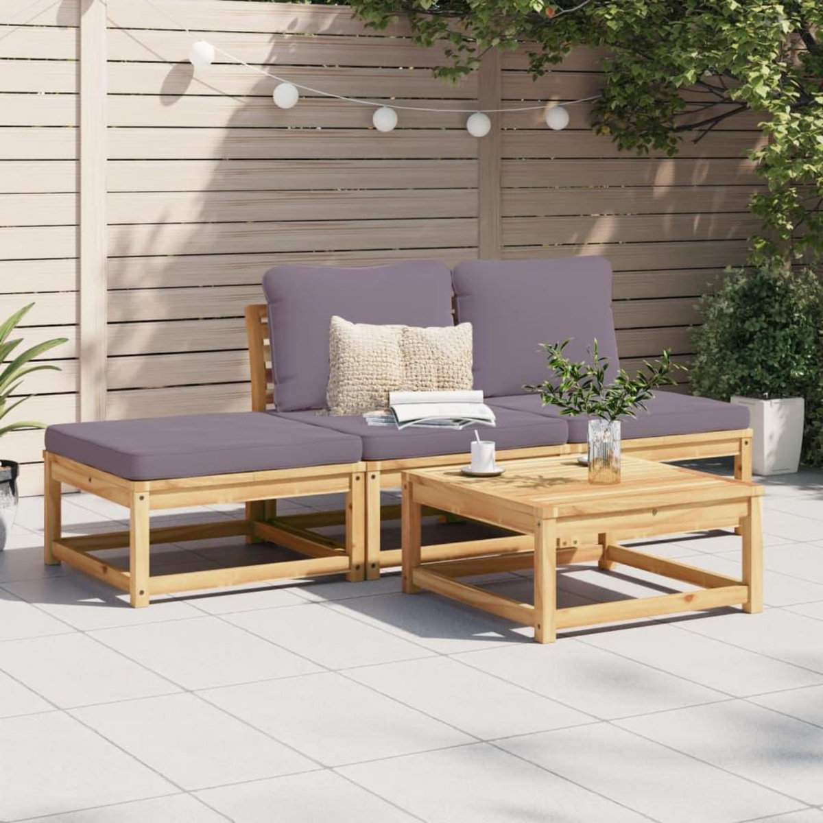 VIDAXL Salon de jardin 4 pcs avec coussins Bois d'acacia solide