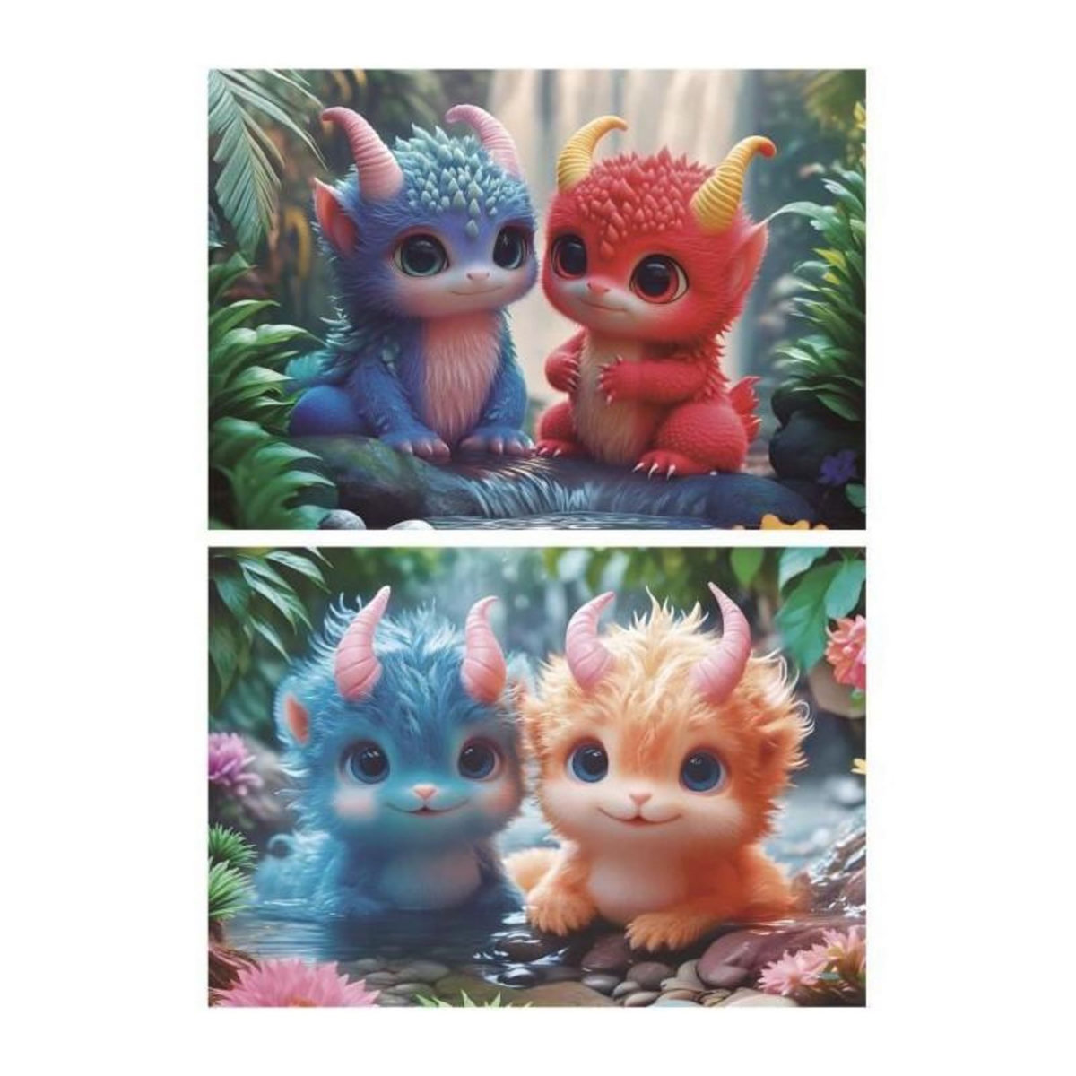 EDUCA Puzzle - EDUCA - Monstres Mignons - 2 x 100 pieces - Pour enfants des 8 ans - Theme dessins animés