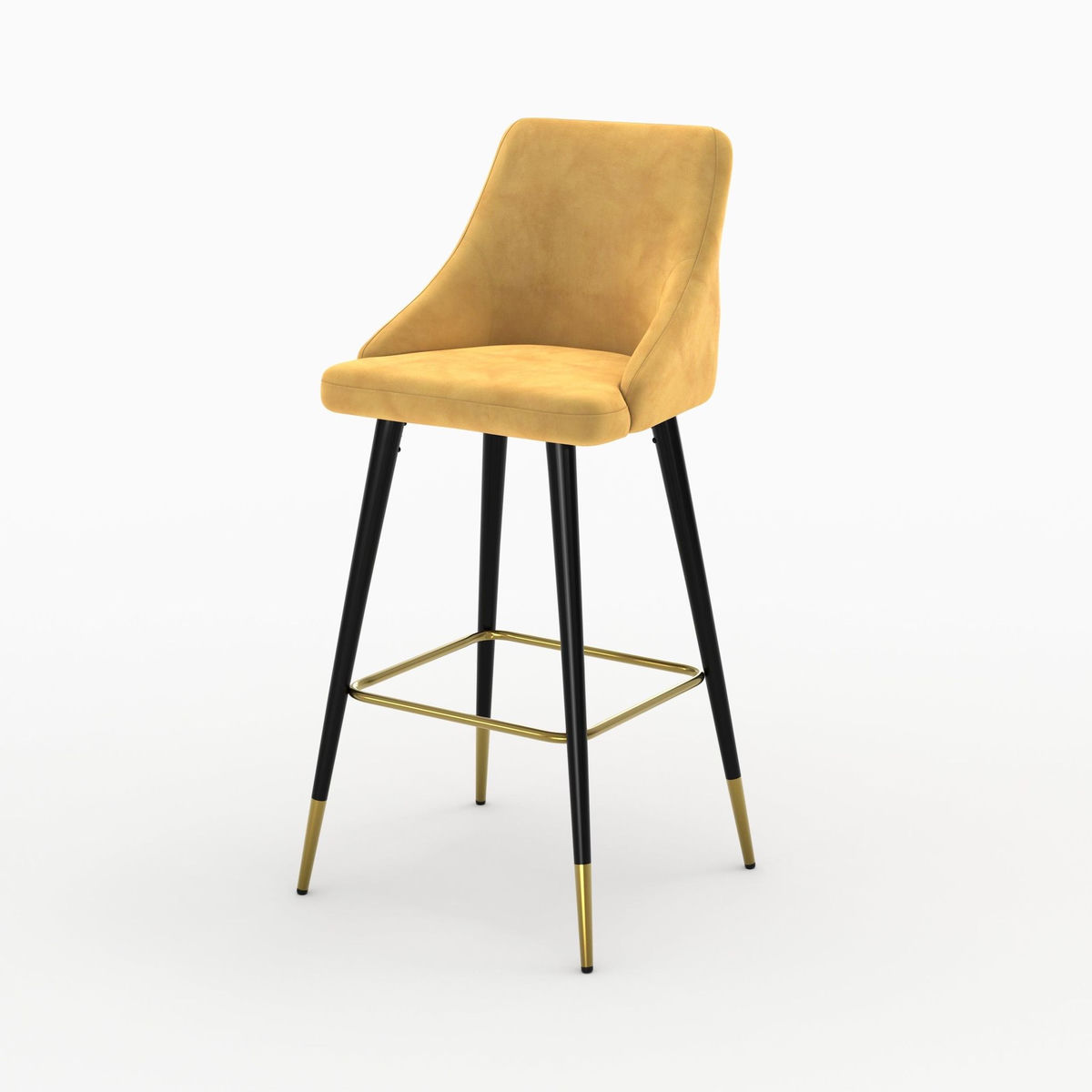 MAISON PAVANE Pack 4 chaises de bar en velours orange et jaune 78 cm-Aristote