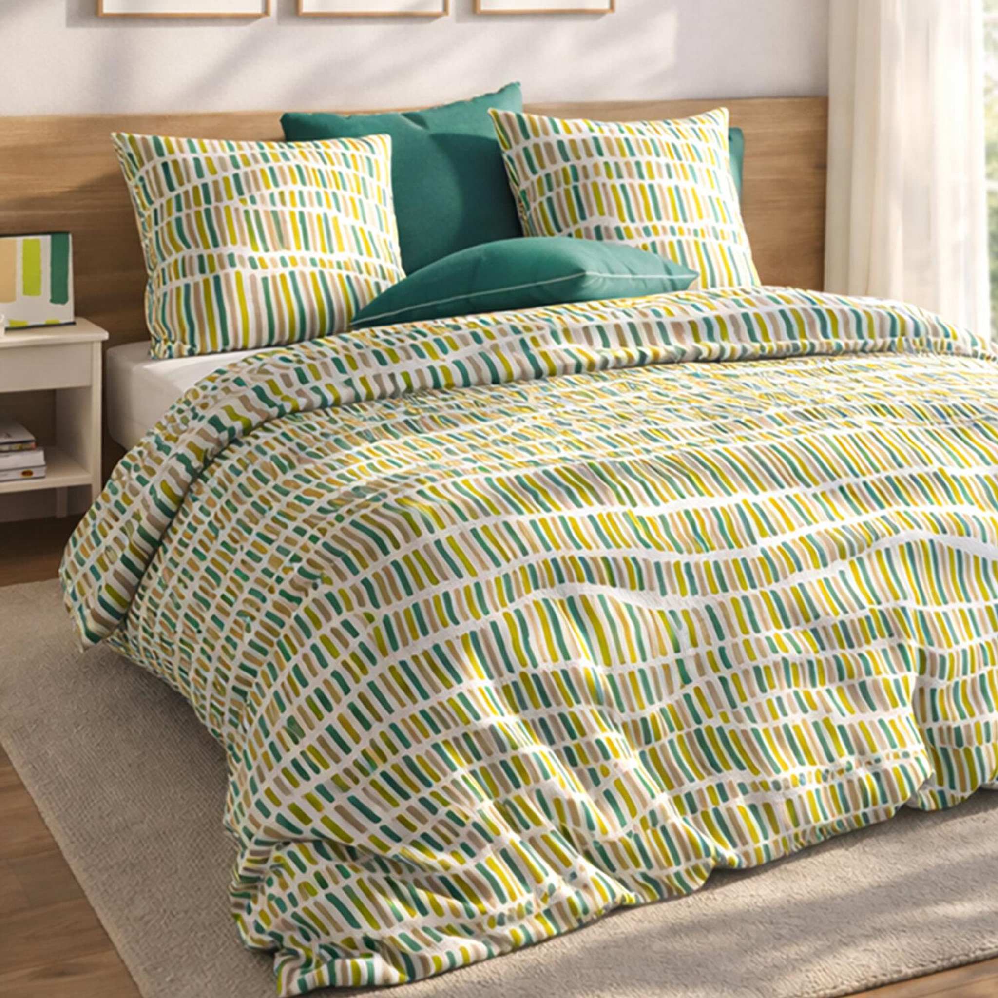 Voir la diapositive 3 : Les Ateliers du Linge Parure de housse de couette 100%coton 57fils flava green