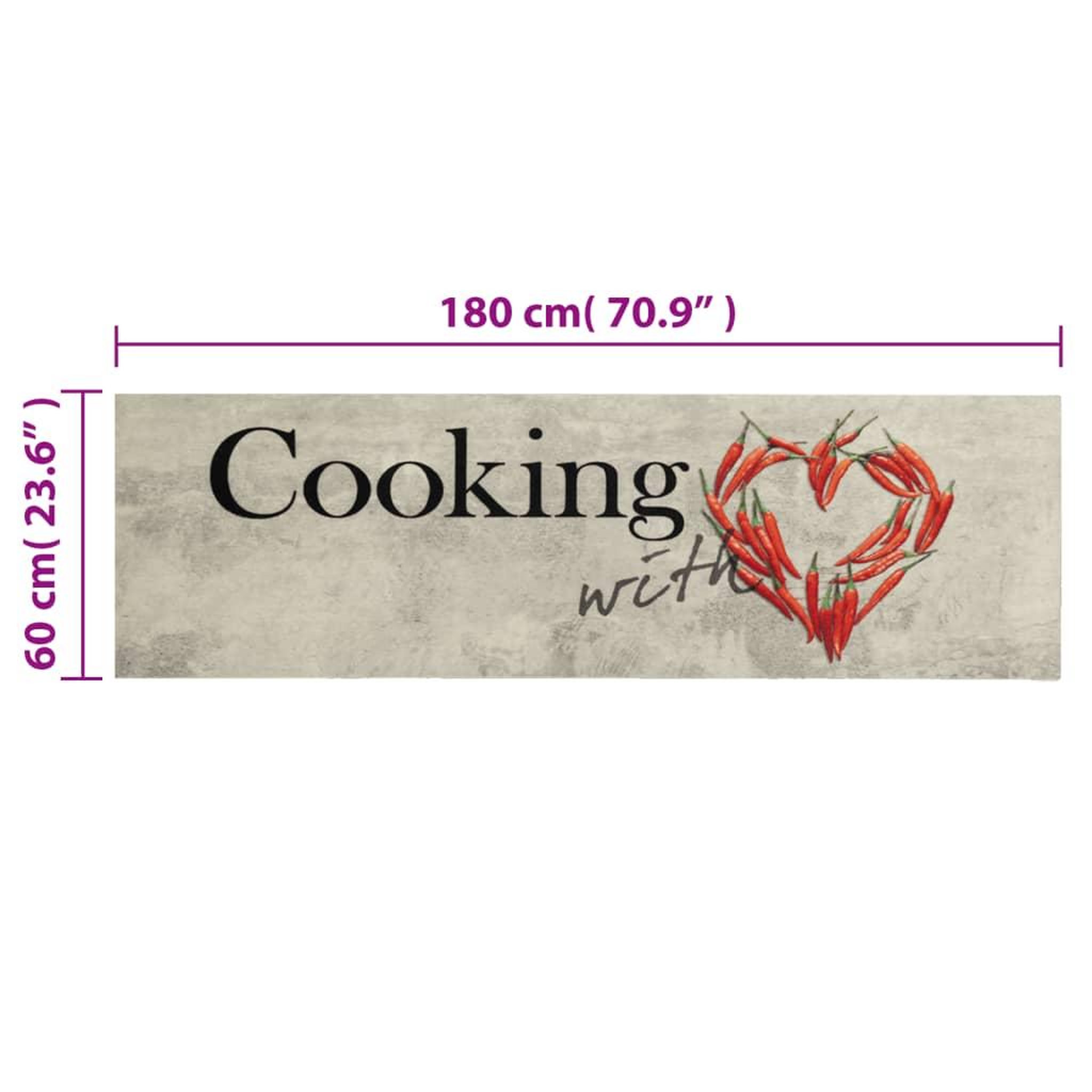 Voir la diapositive 5 : VIDAXL Tapis de cuisine lavable imprime de piment Cooking 60x180 cm