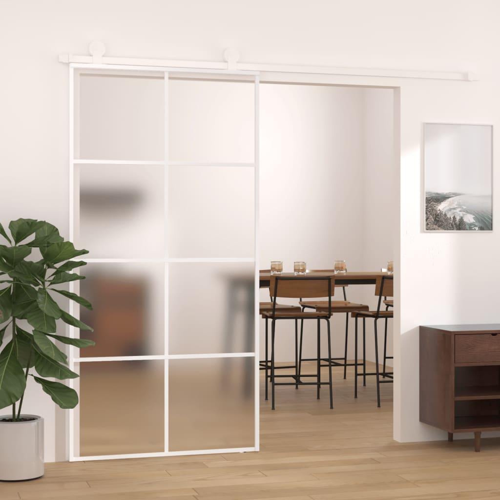 VIDAXL Porte coulissante Verre ESG depoli aluminium 102,5x205 cm Blanc