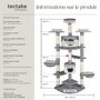 Voir la diapositive 6 : tectake Arbre à chat 201 cm avec griffoir et plateforme d'escalade gris/blanc