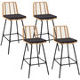 Voir la diapositive 1 : ID MARKET Lot de 4 tabourets de bar SUMMER effet rotin pied métal noir