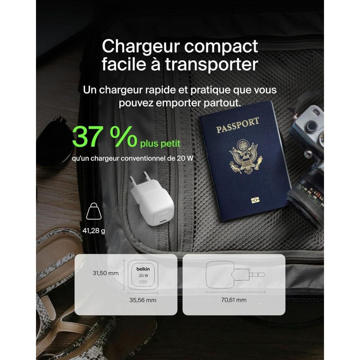 Belkin Chargeur 20W USB-C BLANC