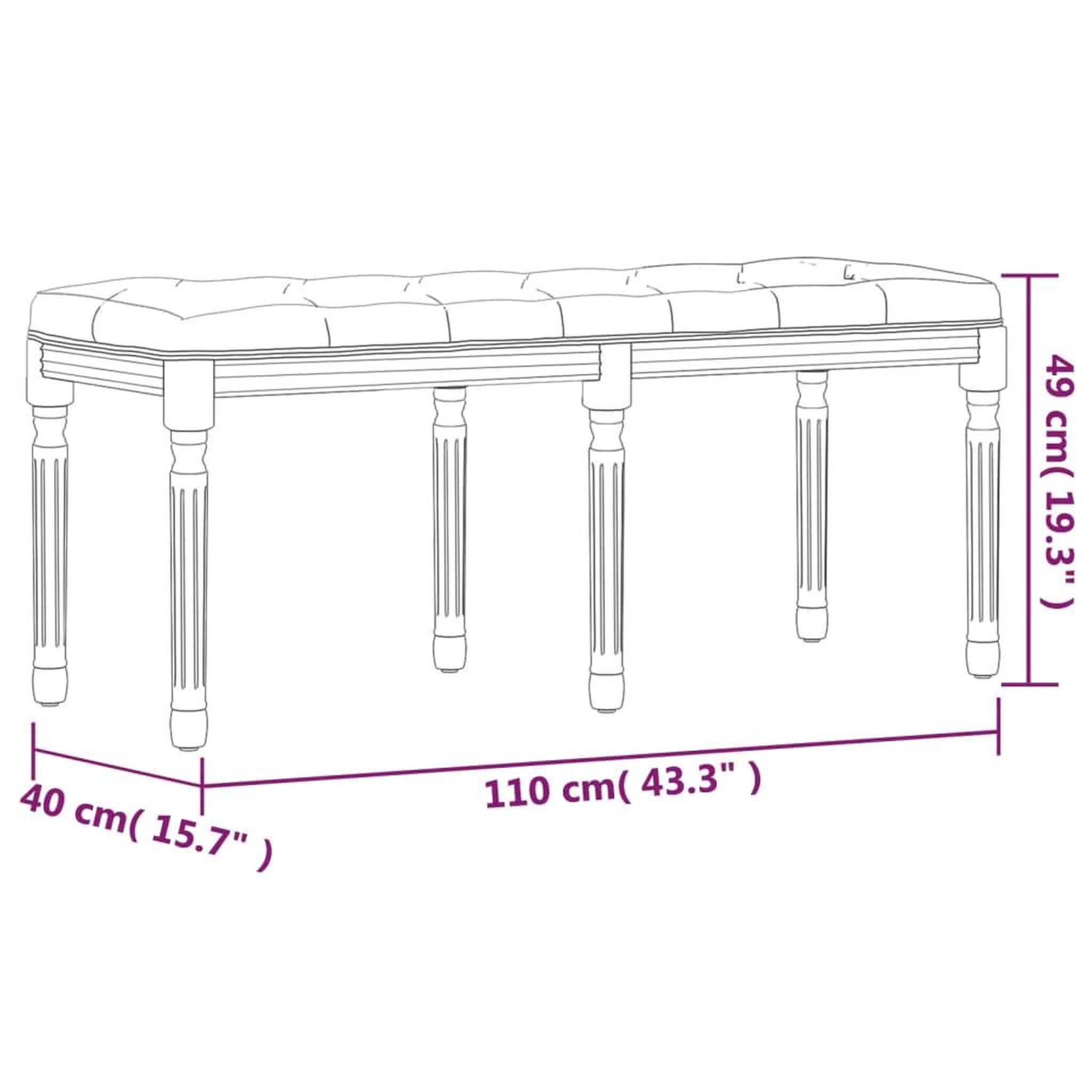 Voir la diapositive 6 : VIDAXL Banc Gris clair 110x40x49 cm Velours