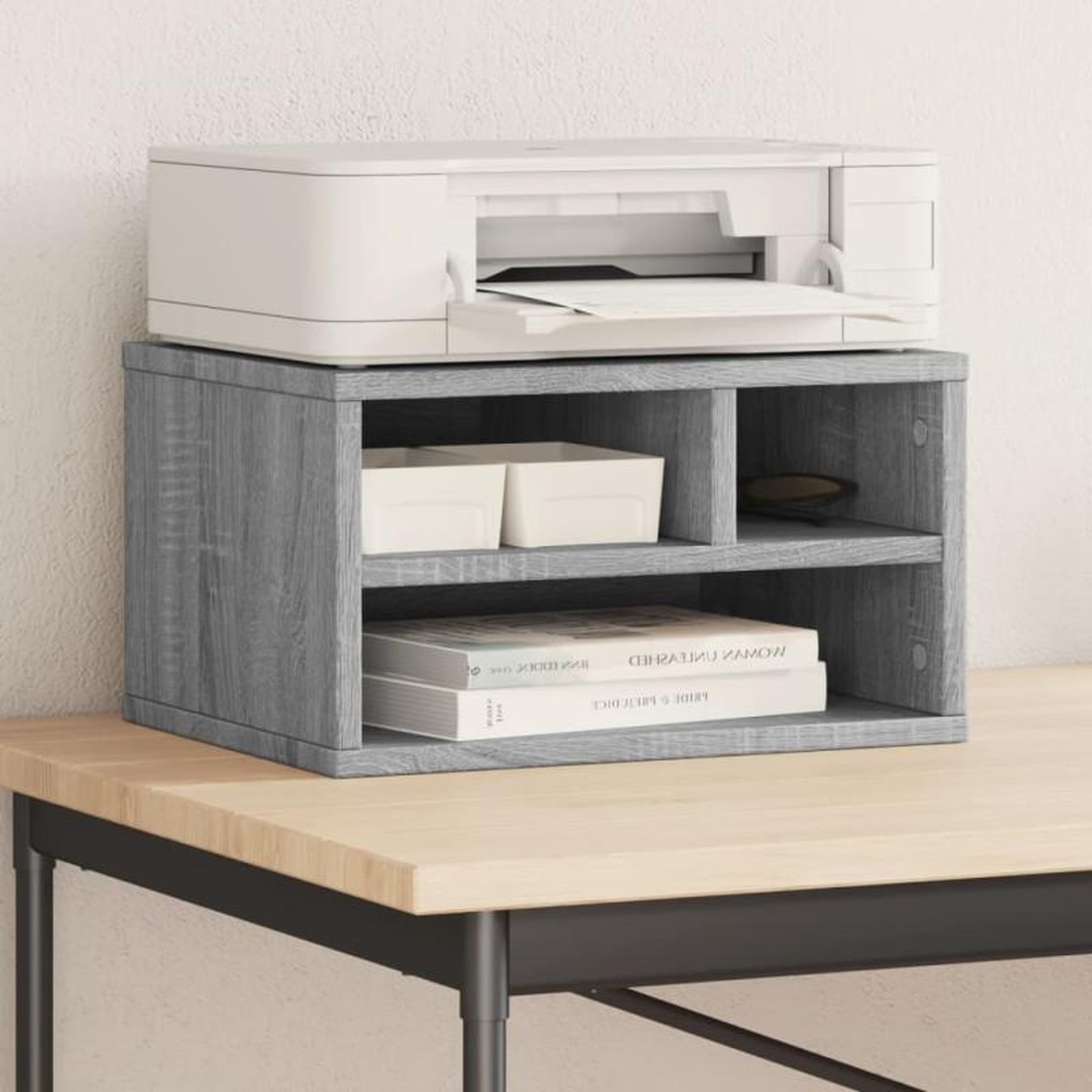 Voir la diapositive 1 : VIDAXL Support d imprimante sonoma gris 40x32x22,5cm bois d ingénierie
