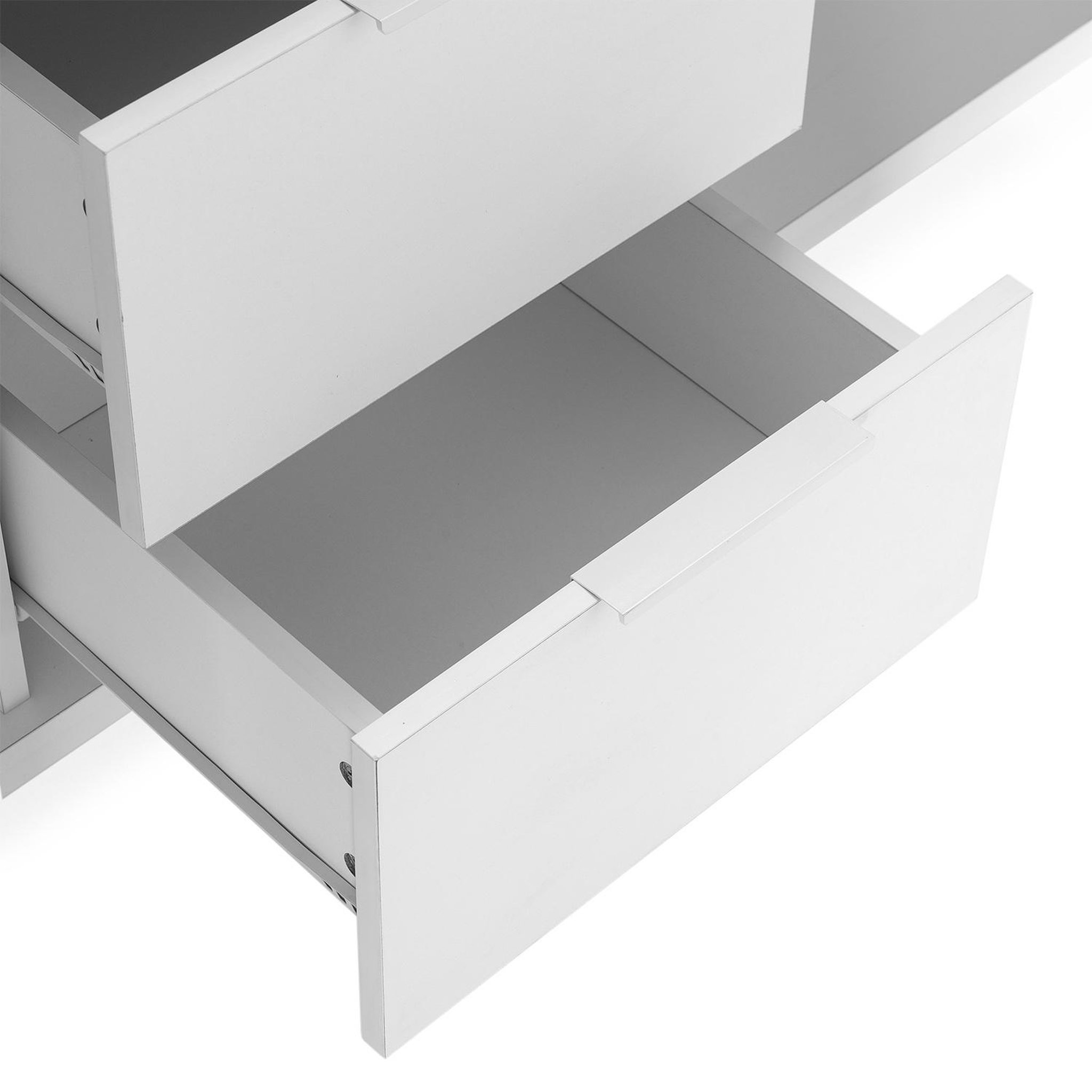 Voir la diapositive 5 : VS VENTA-STOCK Buffet Nieve 2 portes 2 tiroirs couleur Blanc