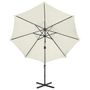 Voir la diapositive 4 : VIDAXL Parasol de jardin en porte-a-faux et mat et lumieres LED sable