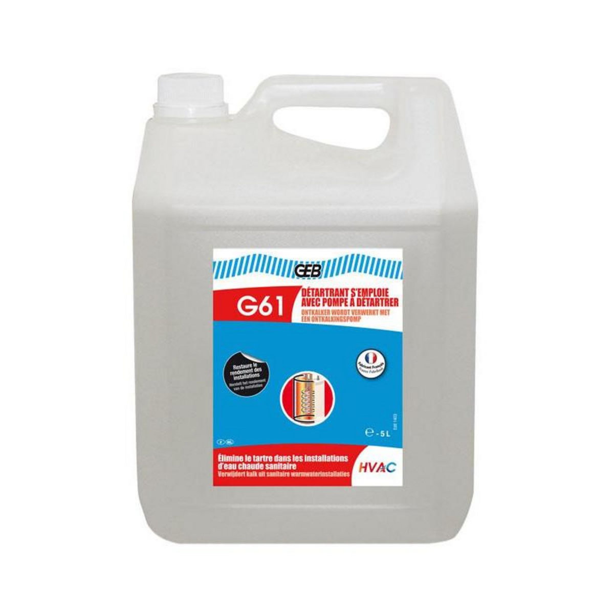 Geb Détartrant G61 s emploie avec pompe bidon 5L GEB 870122