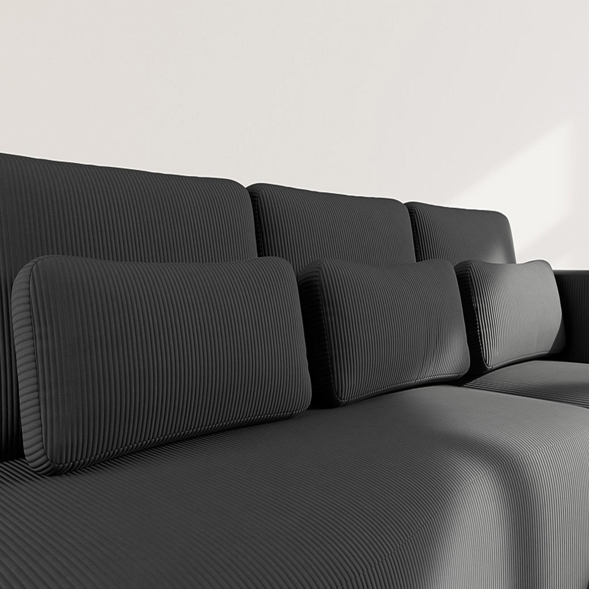 Voir la diapositive 4 : BEST MOBILIER Mahina - canapé d'angle droit 4 places convertible avec coffre en velours côtelé