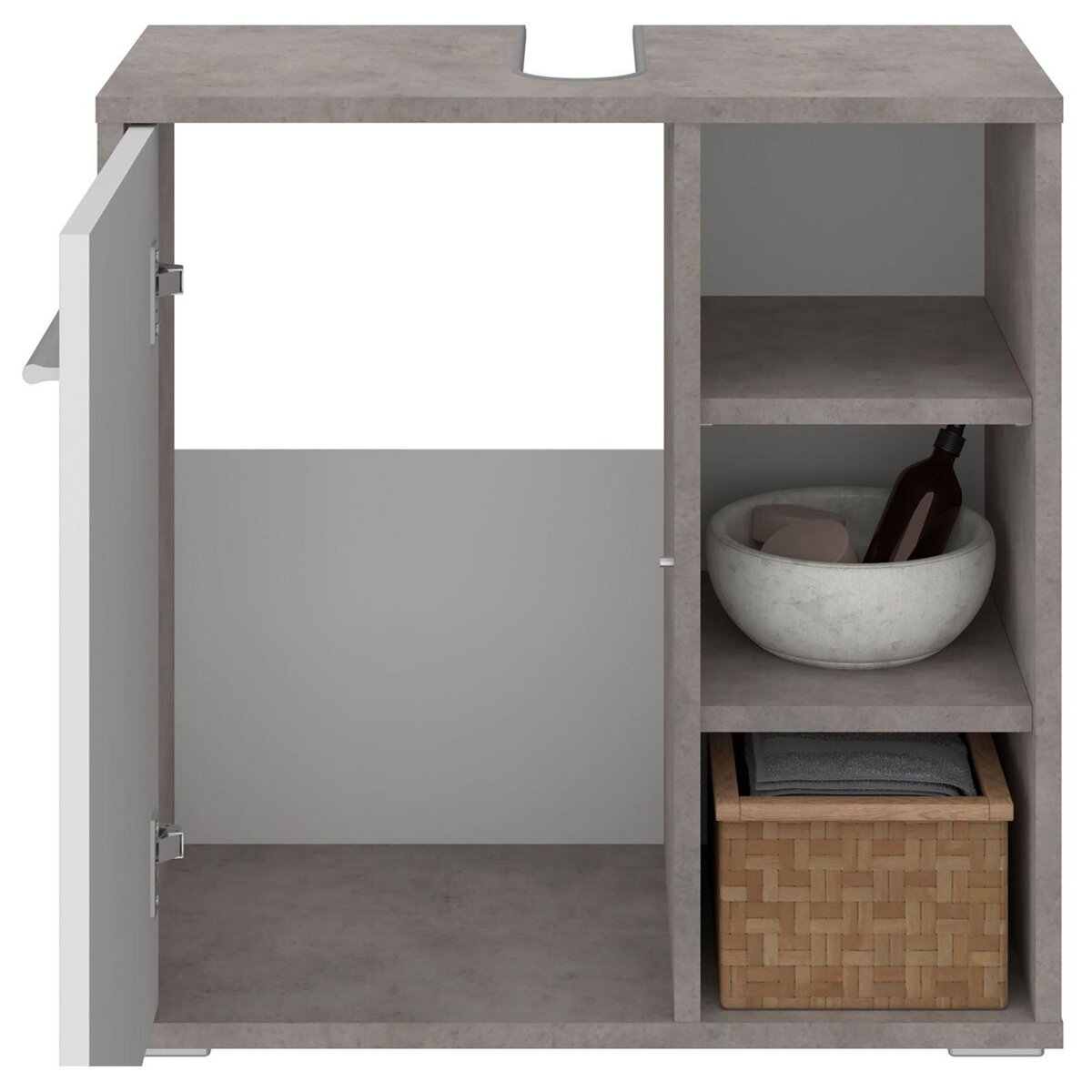 IDIMEX Meuble sous lavabo NISTOS avec 1 porte et 3 étagères