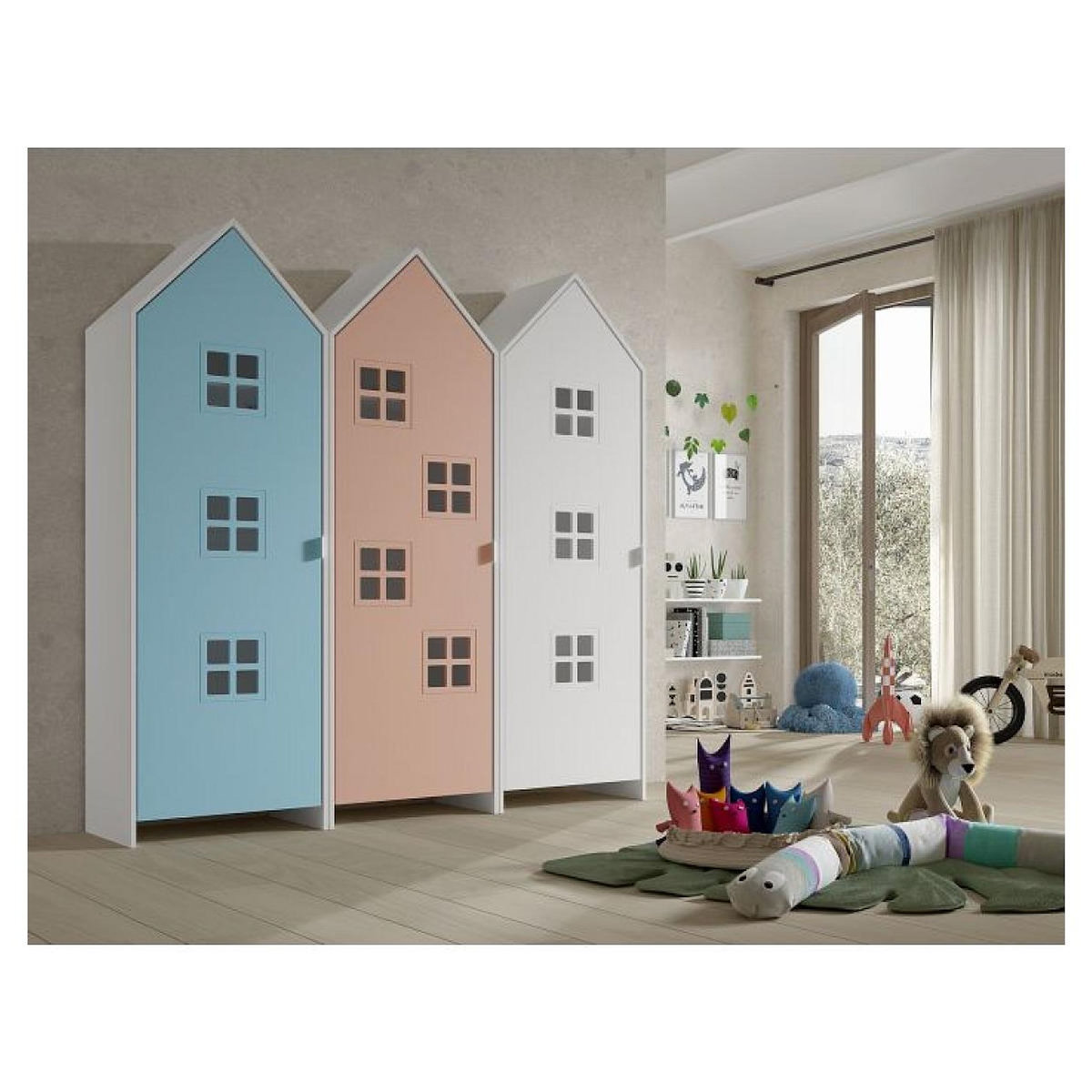 Vipack Combinaison D'armoires 3 Parties Casami Bruges bleu rose banc