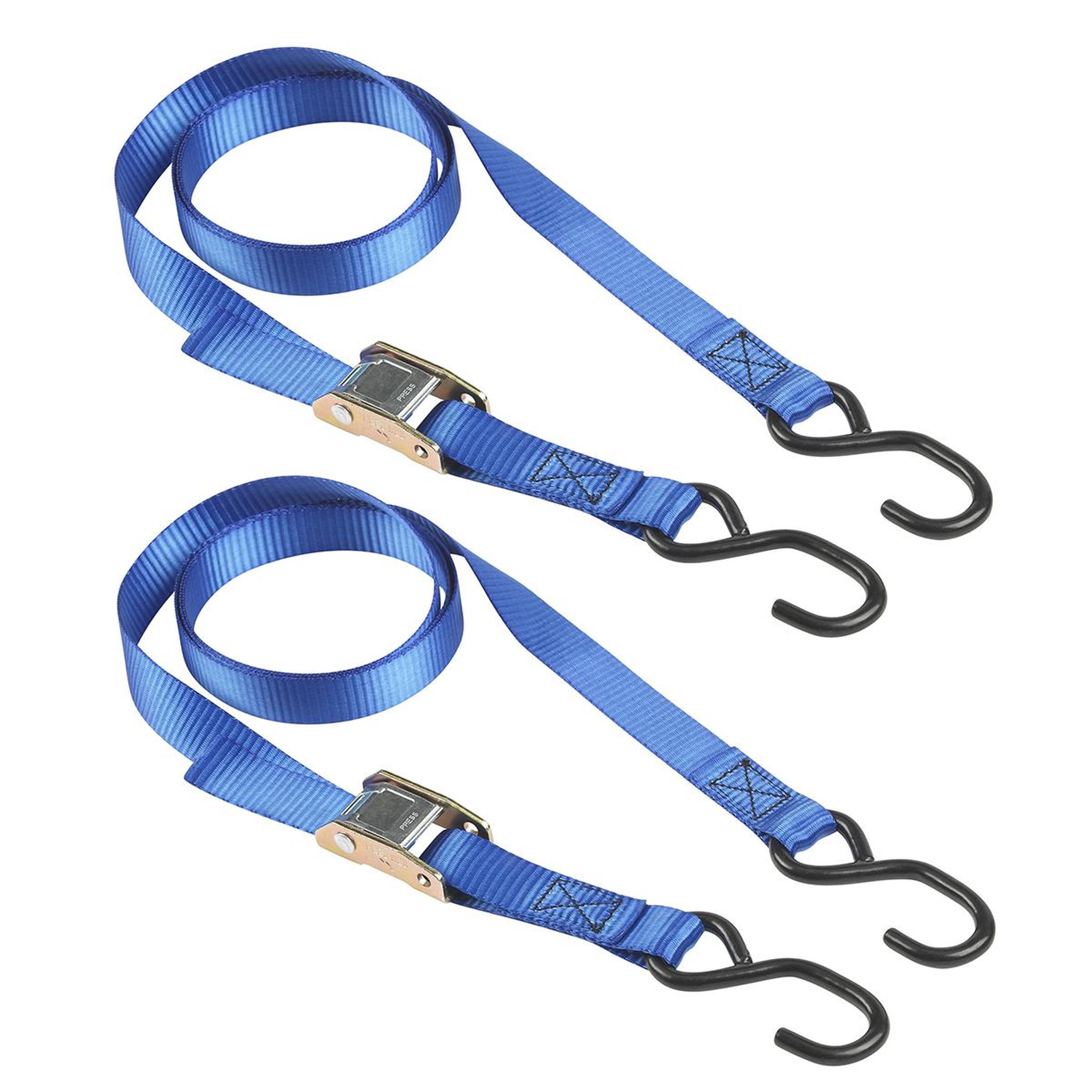 Master lock 4368eurdat sangle d'arrimage avec crochets et cliquet, bleu, 2m x 25mm sangle, pack de 2