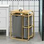 Voir la diapositive 2 : HOMCOM Panier à linge corbeille à linge bac linge sale 3 paniers amovibles bambou non-tissé gris