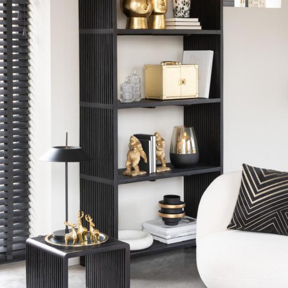 Paris Prix Vase Design en Verre  Kyle  18cm Noir & Or