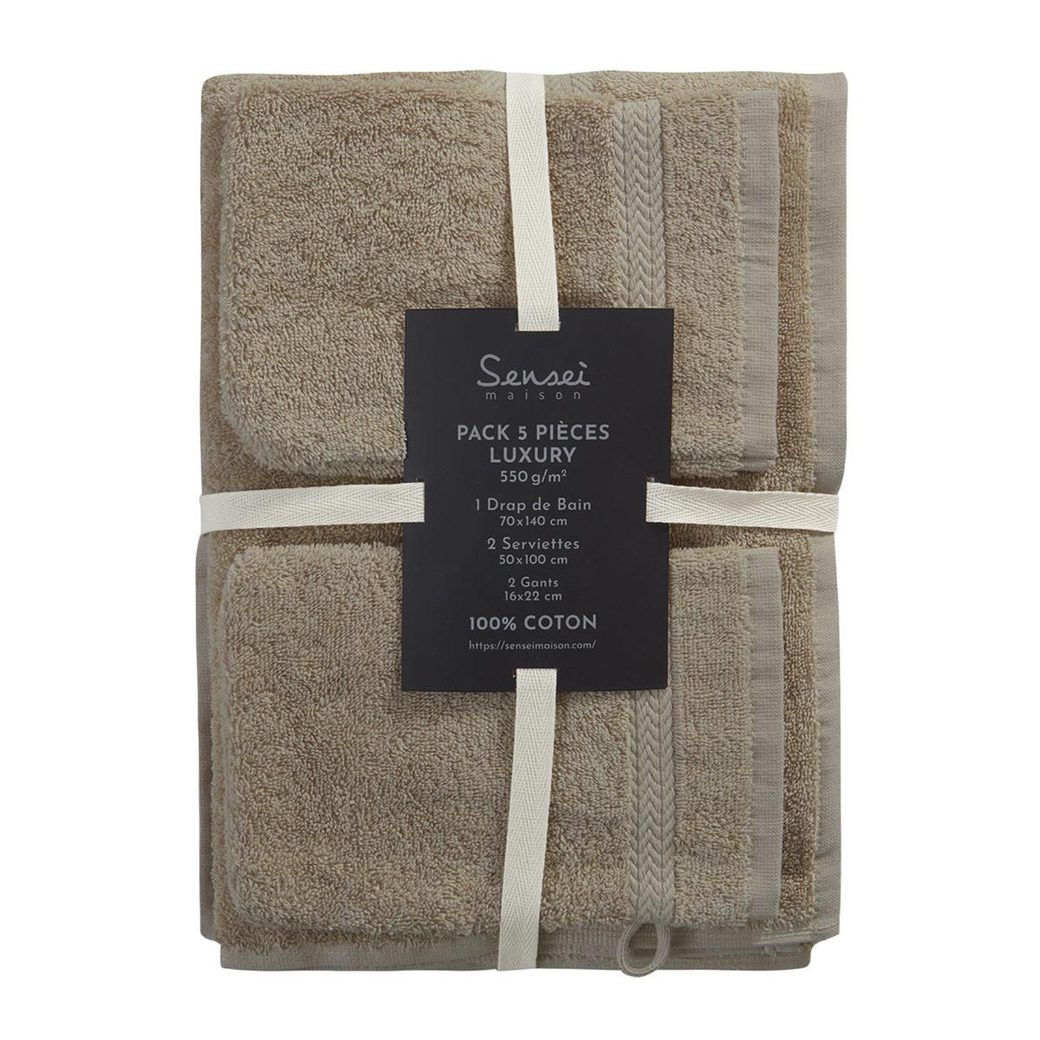 Voir la diapositive 4 : Sensei Maison Ensemble de bain 5 pièces (1 drap de bain + 2 serviettes de toilette + 2 gants) LUXURY