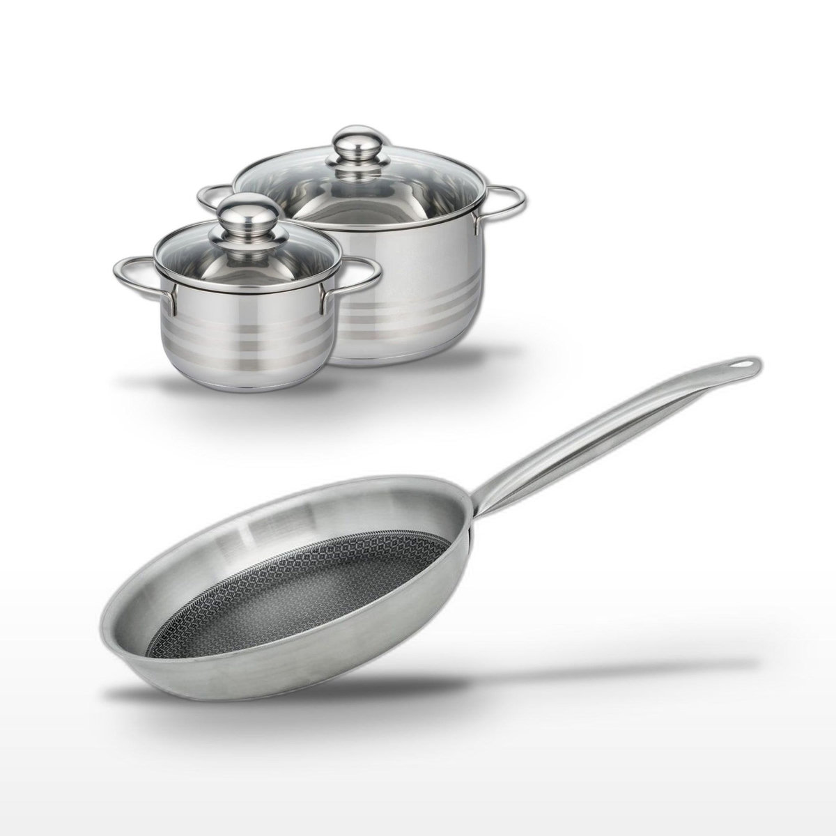 ELO Lot Poêle 24cm & 2 Faitouts 16/24cm Elo Relief Solution