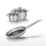 ELO Lot Poêle 24cm & 2 Faitouts 16/24cm Elo Relief Solution