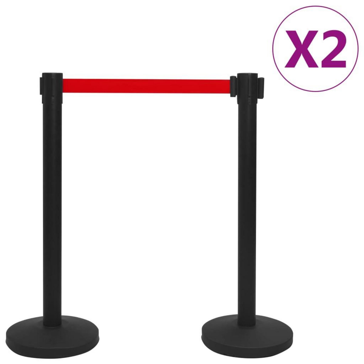 VIDAXL Colonnes avec bandes 4 pcs Barriere d'aeroport Fer Noir