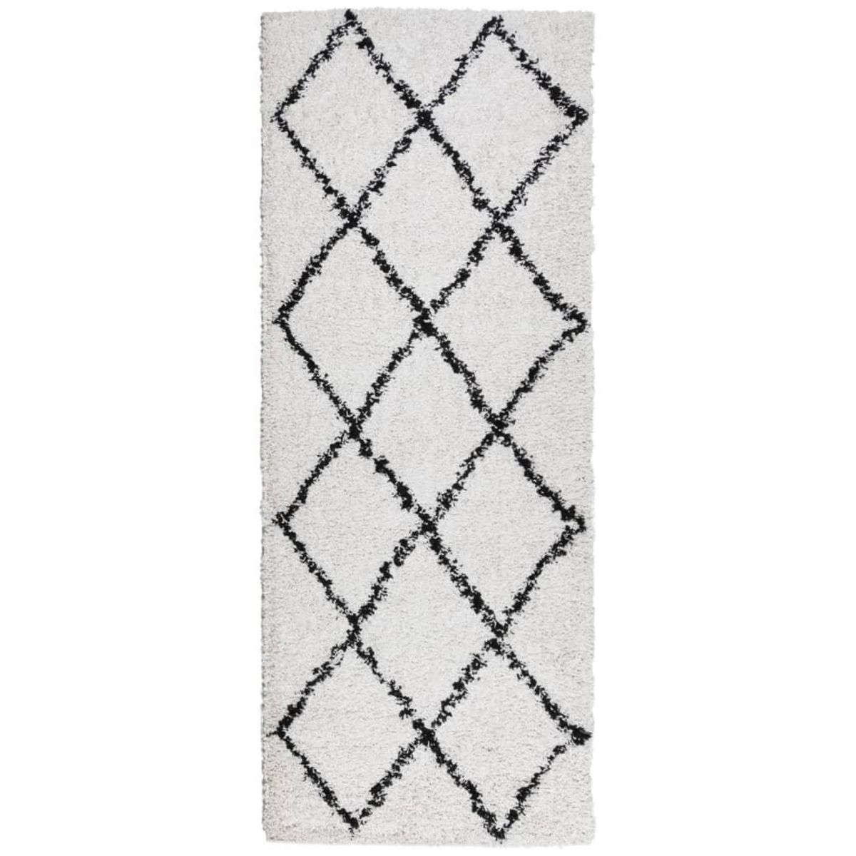 VIDAXL Tapis shaggy a poils longs moderne creme et noir 80x200 cm