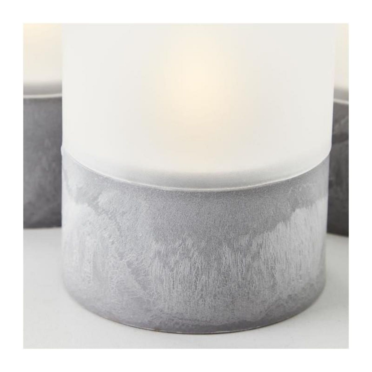 BRILLIANT Lot 3 Lampes a poser LED BOUGIE BRILLIANT - 2500K - Plastique et verre - Gris et blanc mat