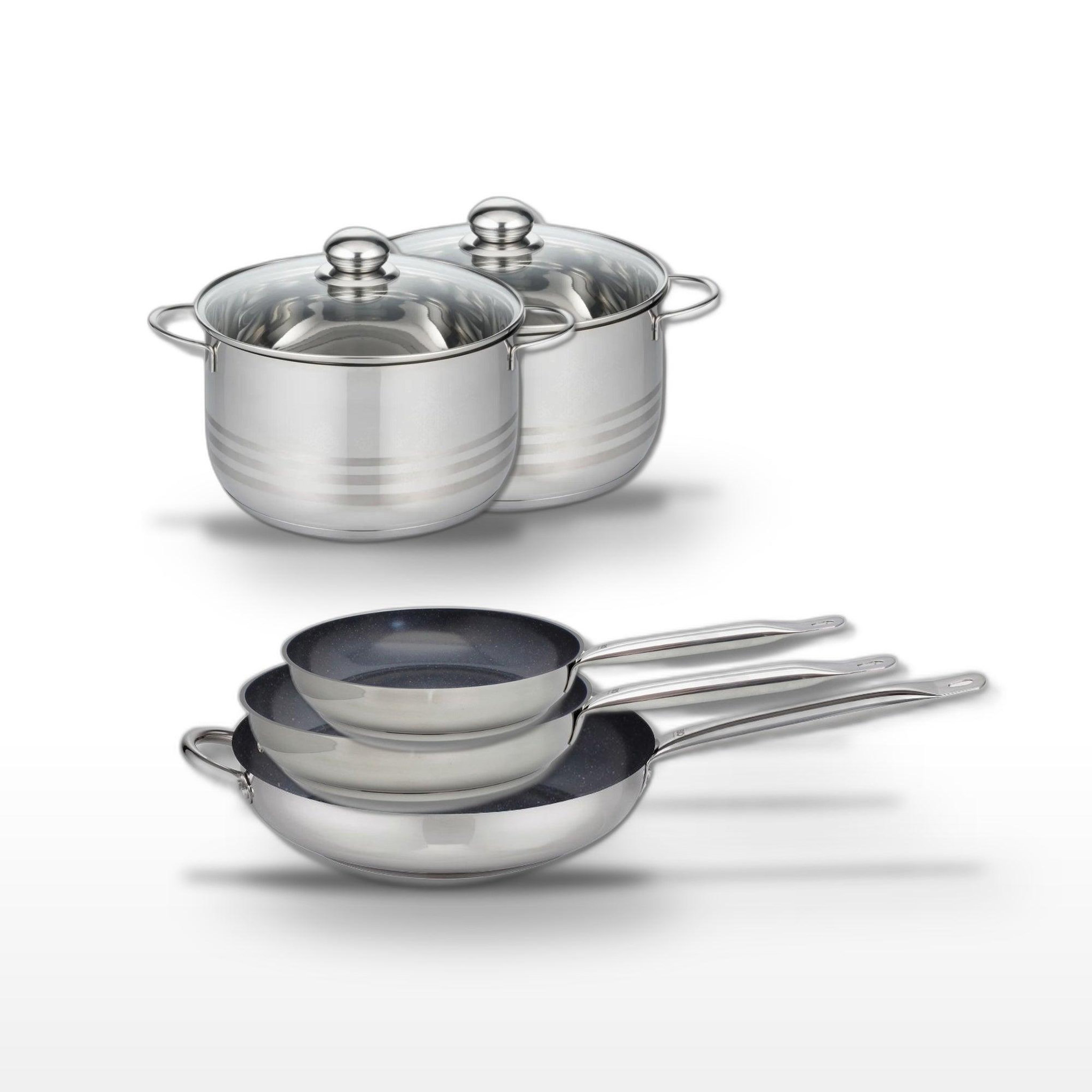 ELO Lot de 3 poêles elo profi therm platinum 24/28/32 cm et 2 faitouts 20/24 cm