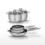 ELO Lot de 3 Poêles Elo Profi Therm Platinum 24/28/32 cm et 2 Faitouts 20/24 cm