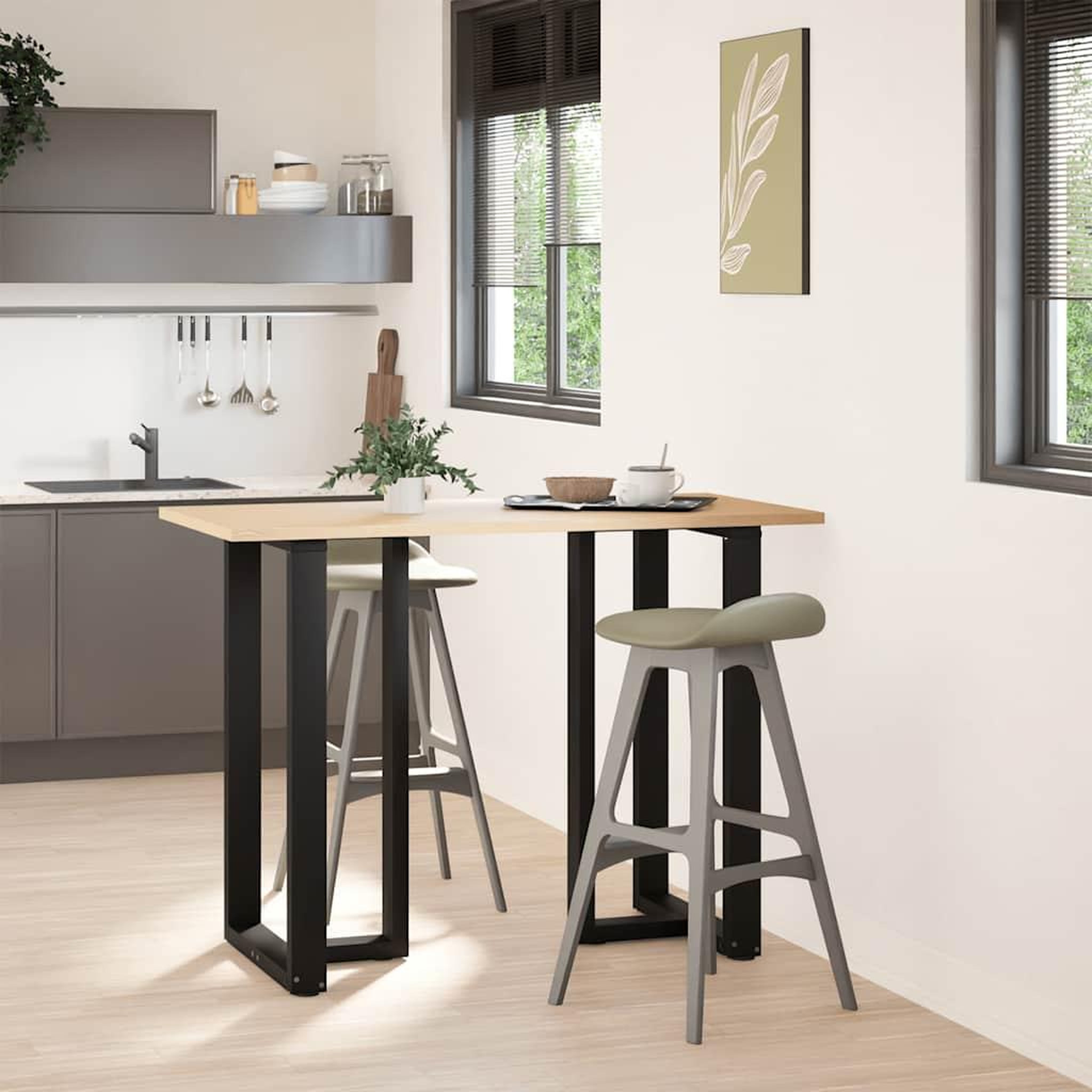 Voir la diapositive 2 : VIDAXL Pieds de table de bar forme de T 2 pcs noir 60x35x(100-101) cm