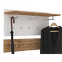 Voir la diapositive 3 : IDIMEX Ensemble banc à chaussures et porte manteau mural VIELLA en mélaminé couleur chêne wotan et blanc