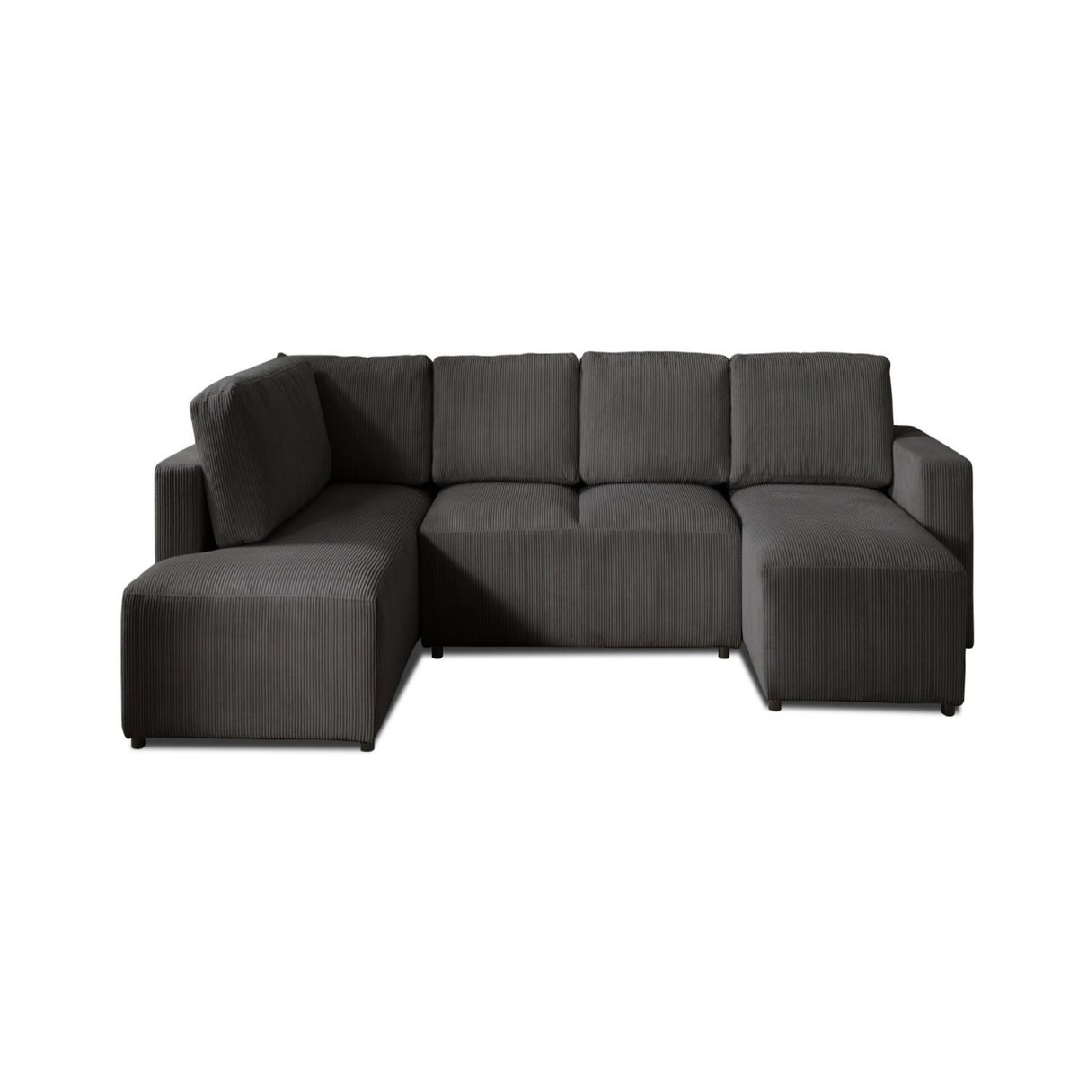 LISA DESIGN Livy - canapé panoramique convertible - avec coffre - en velours côtelé - 7 places - gauche