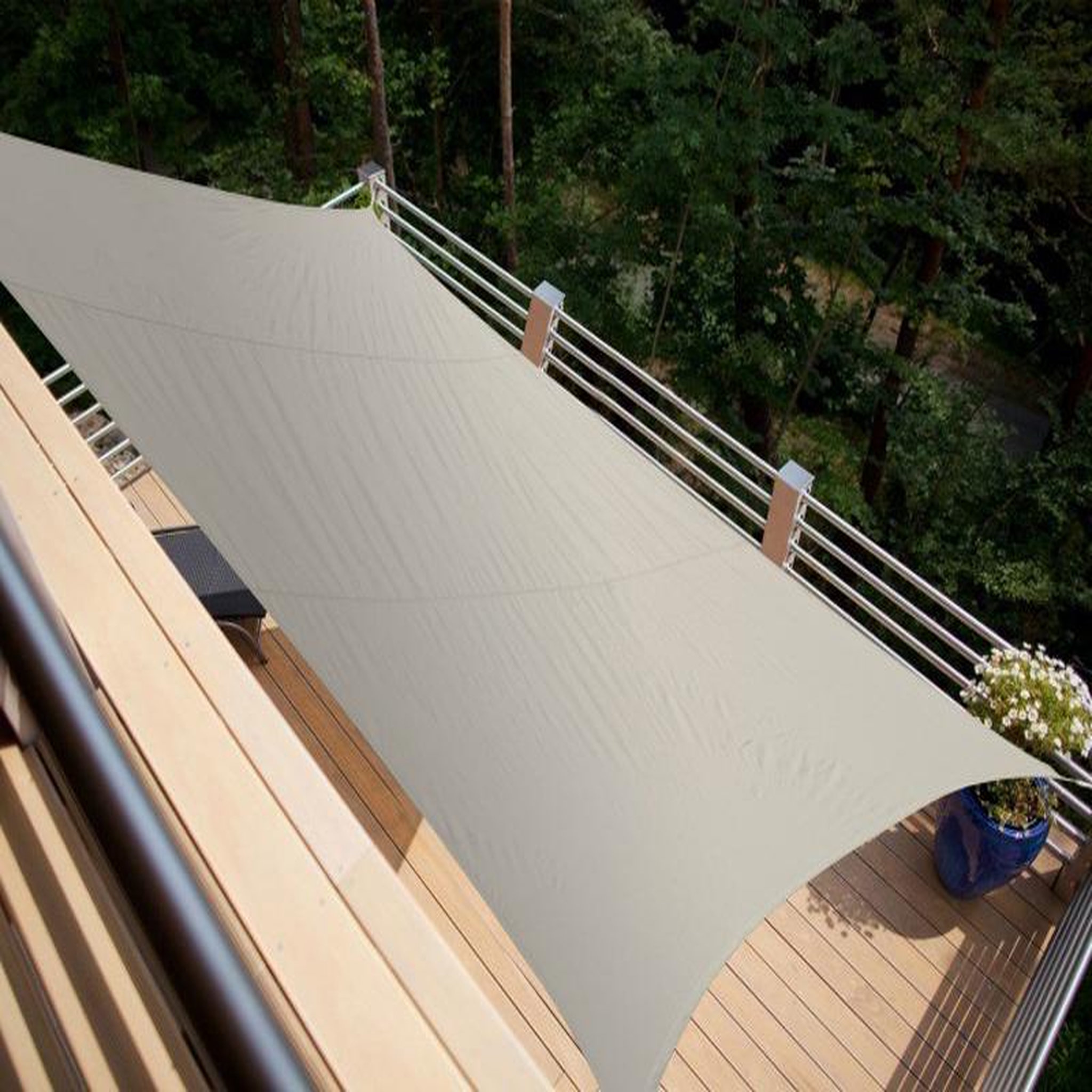 Jardiline Voile d'ombrage rectangulaire SERENITY - 4,20 x 3,00 m - Taupe - Jardiline