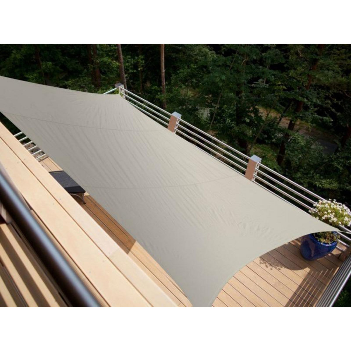 Jardiline Voile d'ombrage rectangulaire SERENITY - 4,20 x 3,00 m - Taupe - Jardiline