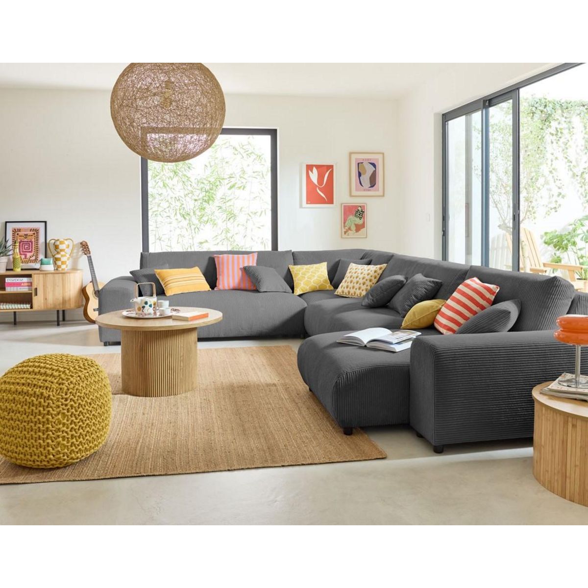 LISA DESIGN Garance - module d'assise méridienne droit - en velours côtelé