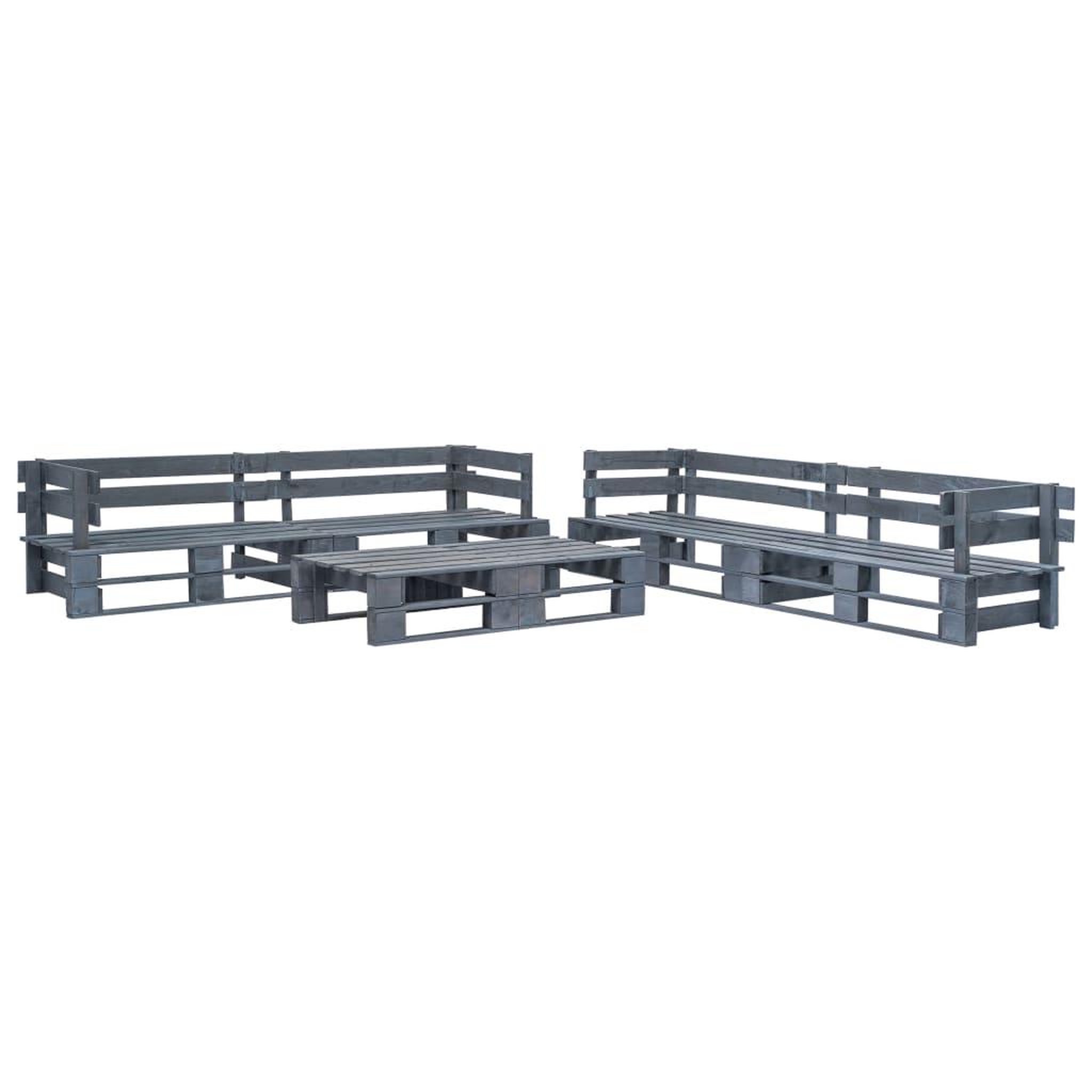 Voir la diapositive 3 : VIDAXL Salon palette de jardin 6 pcs avec coussins gris bois