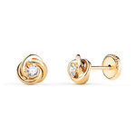 L'ATELIER D'AZUR Boucles d'Oreilles Or 18 Carats 750 Jaune et Zicroniums - Motif Noeud