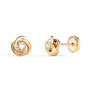 Voir la diapositive 1 : L'ATELIER D'AZUR Boucles d'Oreilles Or 18 Carats 750 Jaune et Zicroniums - Motif Noeud