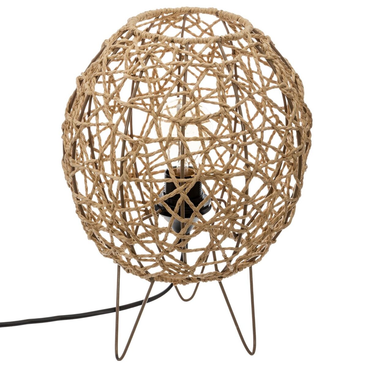 ATMOSPHERA Lampe à poser boule Raahe - Beige - H. 33,5 cm