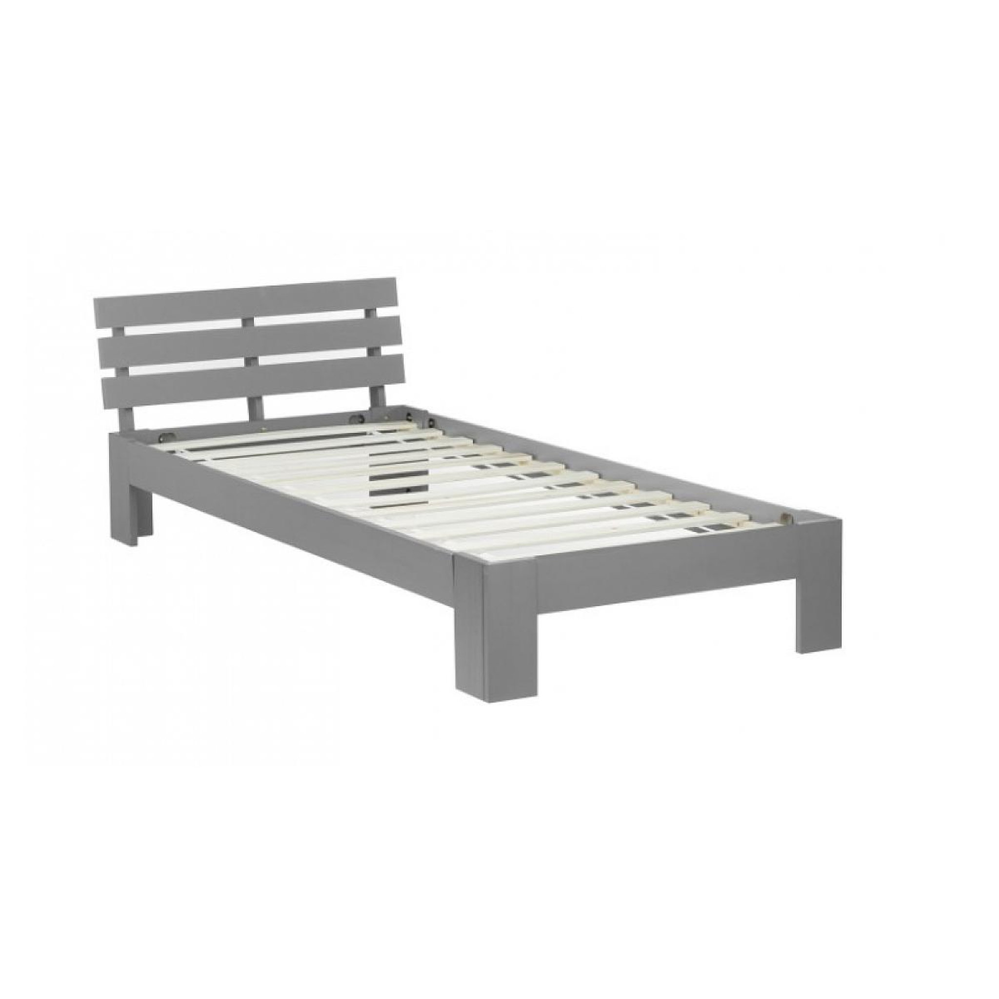 HomeStyle4U Lit simple en bois lit futon 90x200 lit pin gris cadre de lit en bois massif
