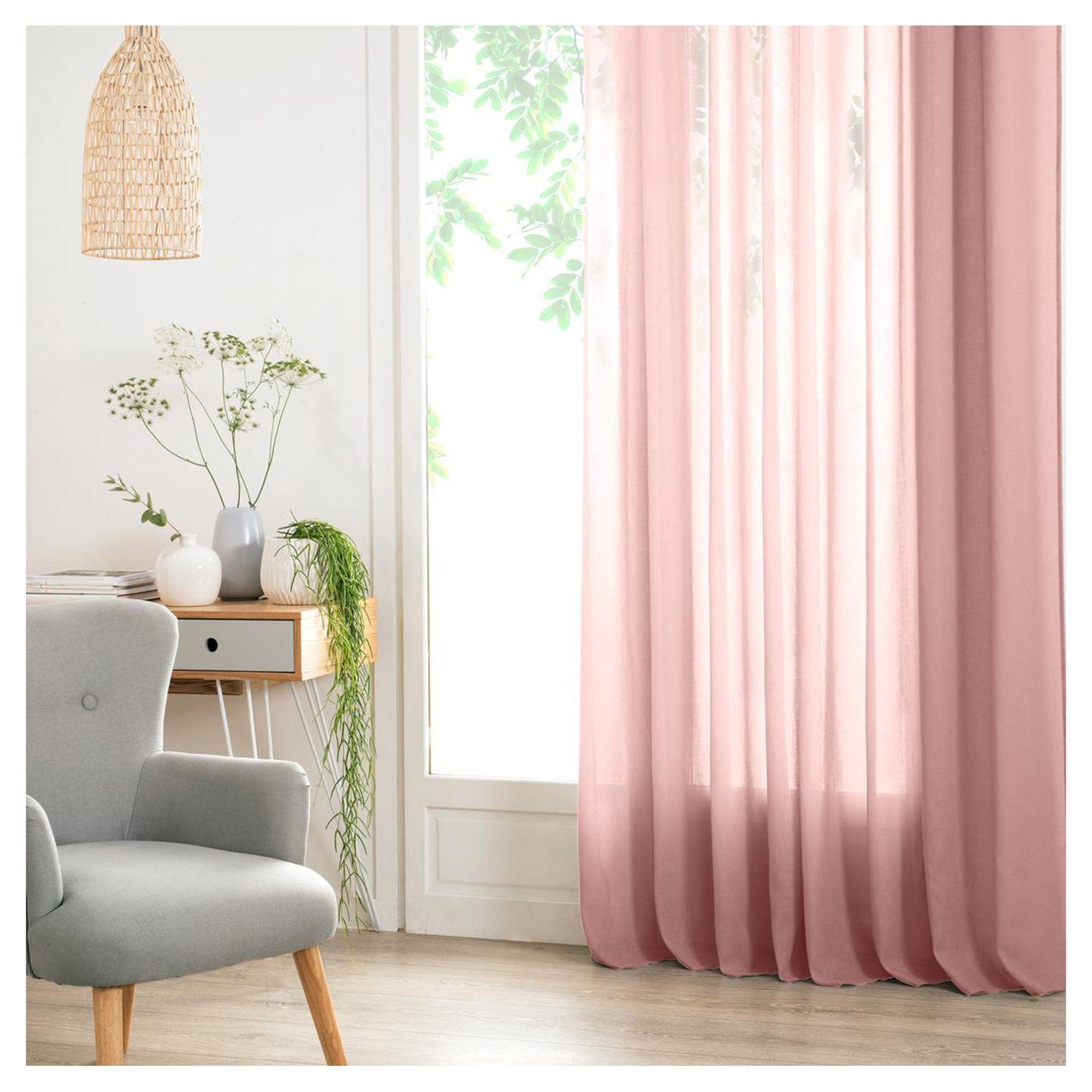 Voir la diapositive 1 : ATMOSPHERA Rideau Voilage uni oeillets métal en polyester 140x240cm ANA