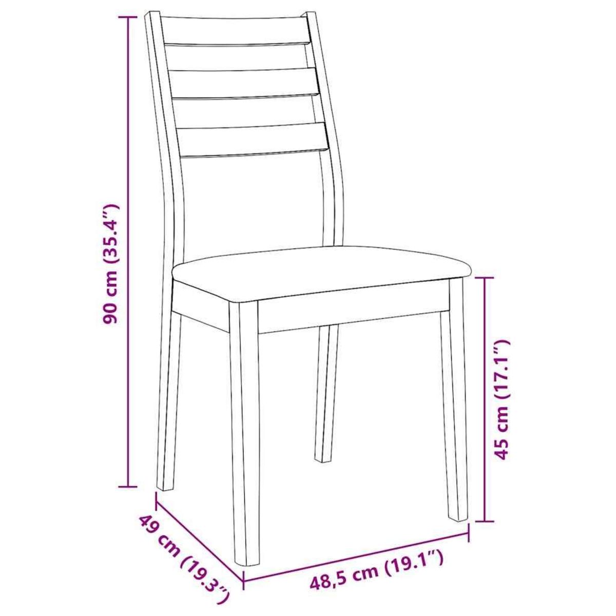 VIDAXL Chaises a manger coussins 2 pcs blanc bois massif caoutchouc