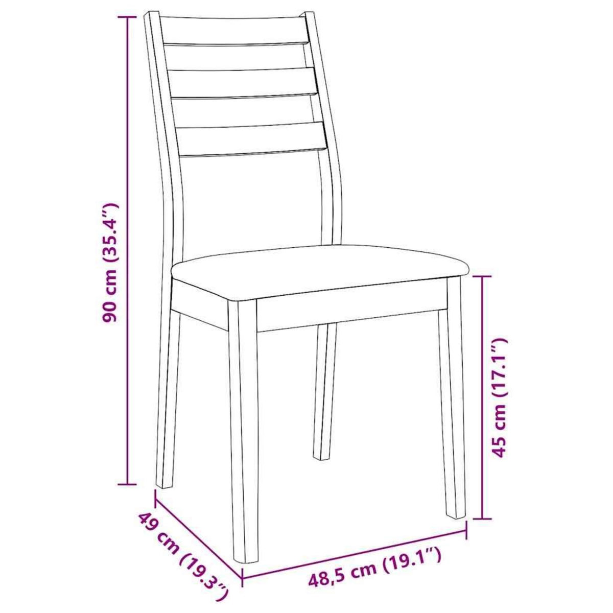 VIDAXL Chaises a manger coussins 2 pcs blanc bois massif caoutchouc