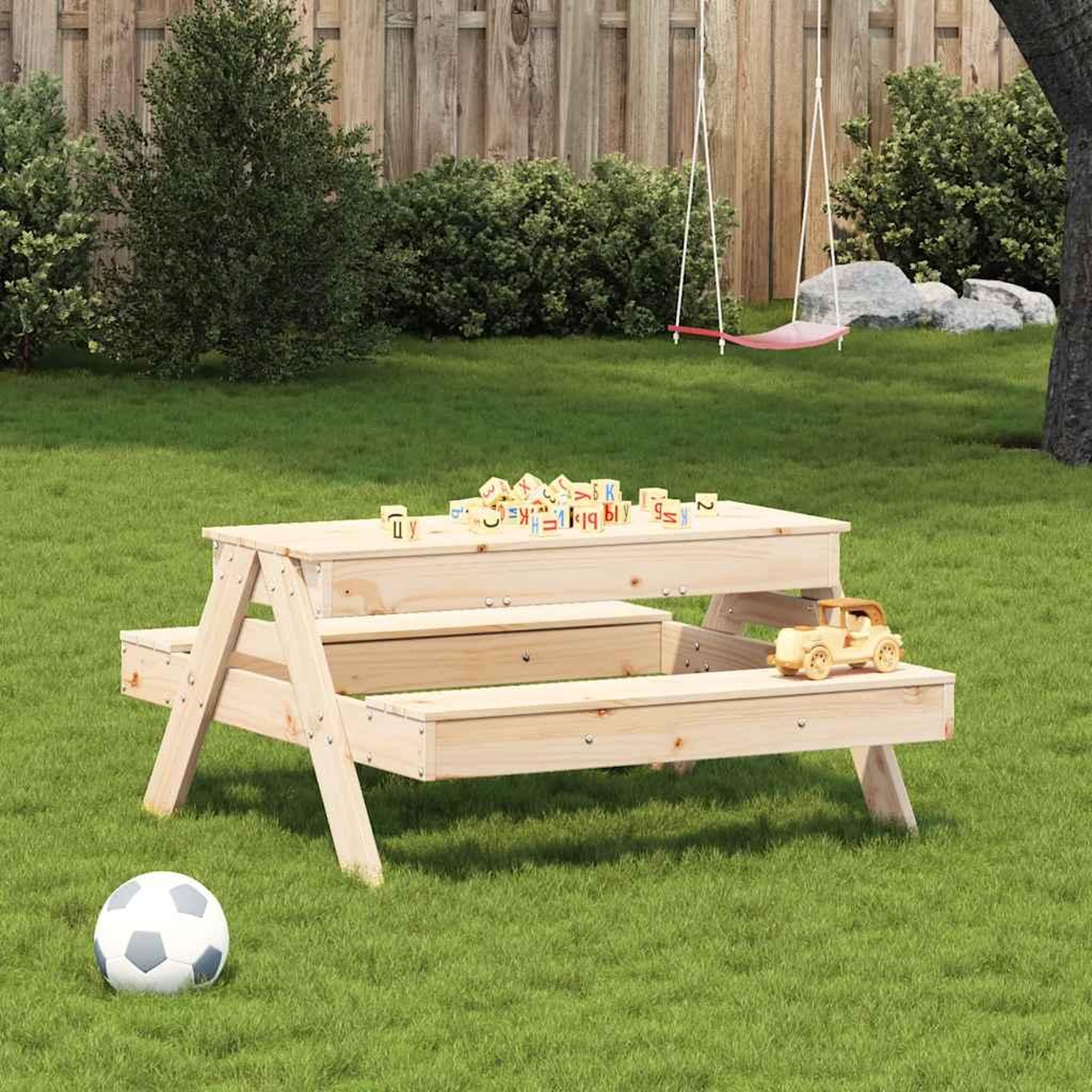 Voir la diapositive 3 : VIDAXL Table de pique-nique avec bac a sable pour enfants pin massif