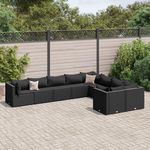 VIDAXL Salon de jardin 9 pcs avec coussins noir resine tressee