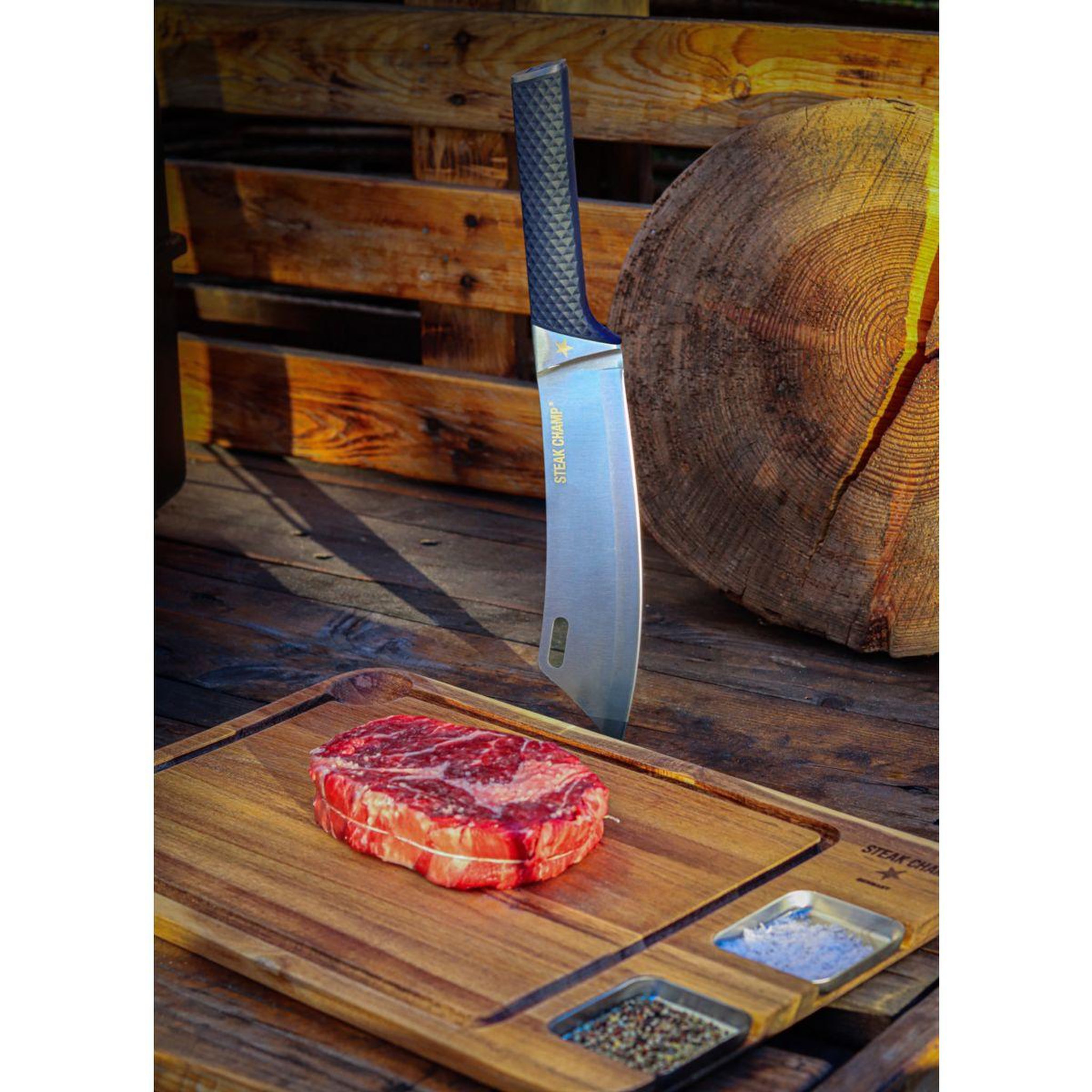 Voir la diapositive 3 : STEAK CHAMP Couteau chef BBQ pro