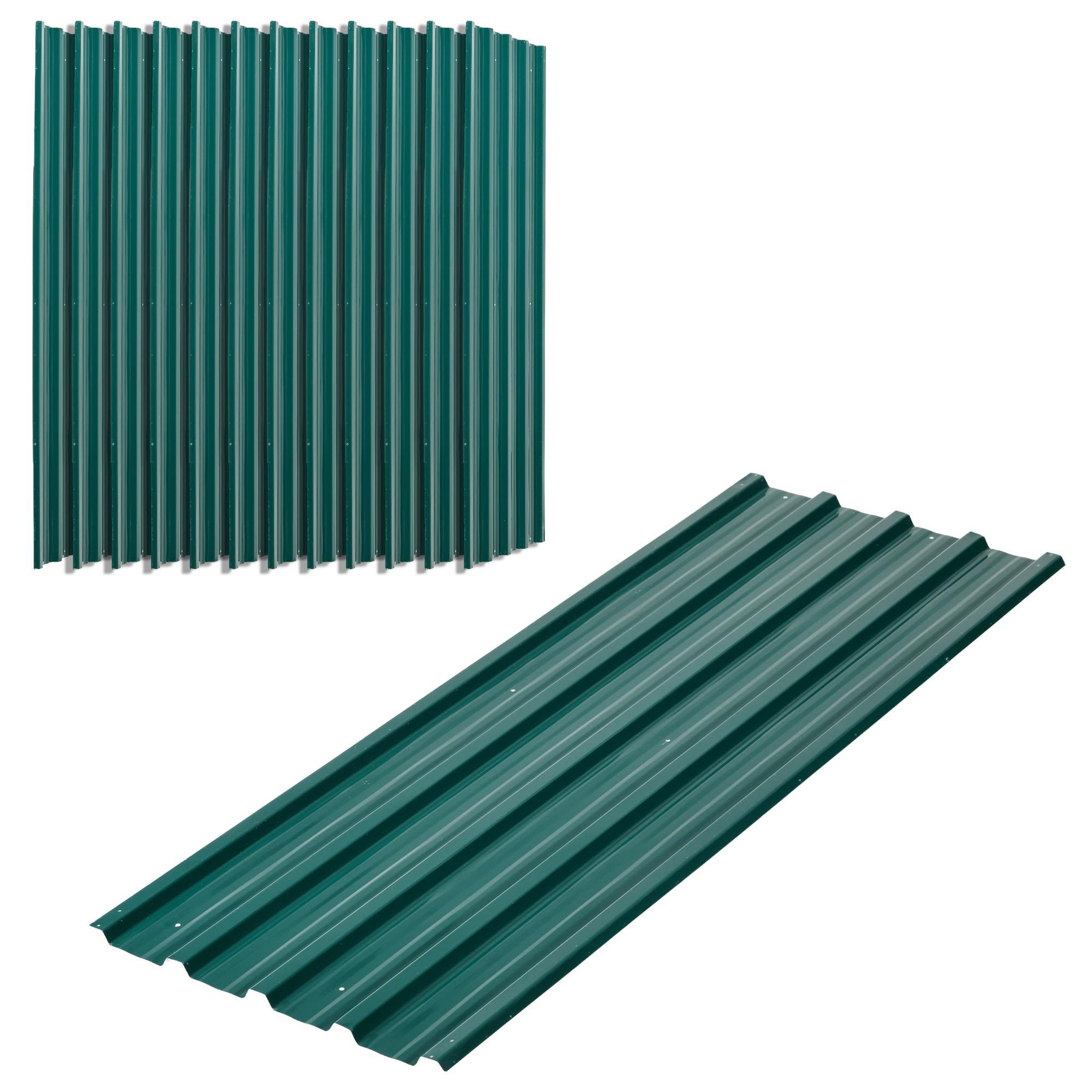 OUTSUNNY Lot de 12 panneaux - dim. 129L x 45l cm - tôle acier ondulé vert