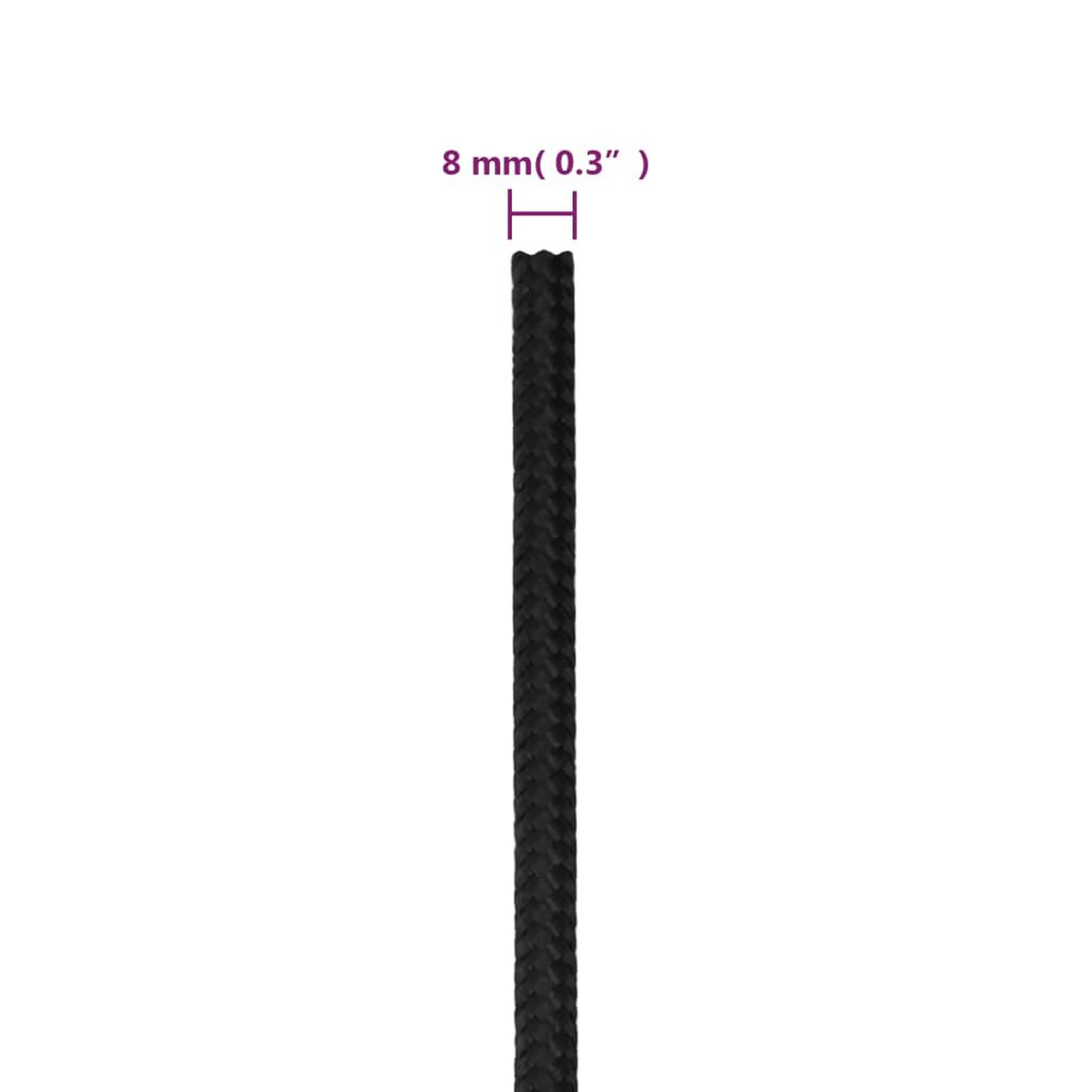 Voir la diapositive 6 : VIDAXL Corde de bateau Noir complet 8 mm 100 m Polypropylene