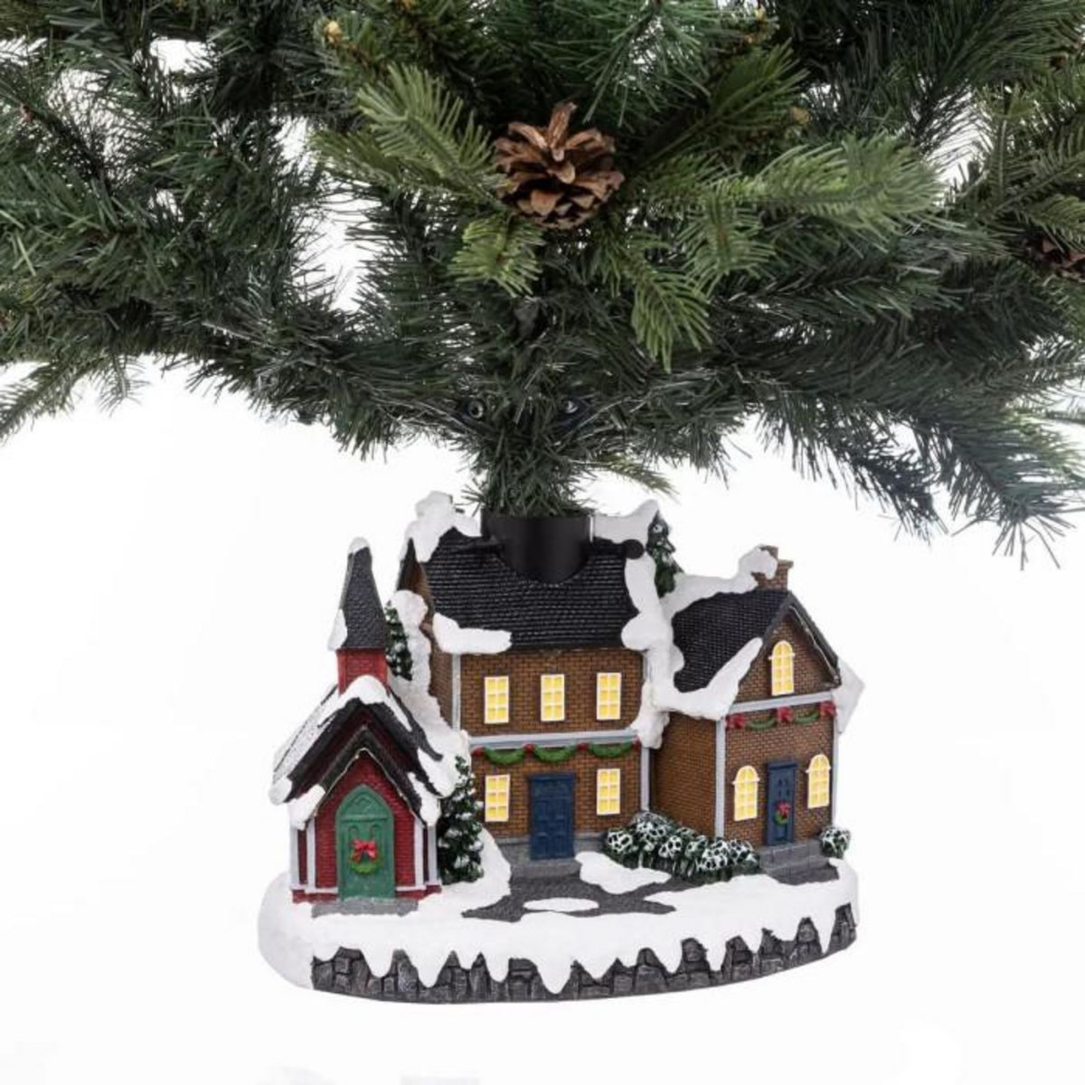 ATMOSPHERA Pied de Sapin Led  Village de Noël  28cm Multicolore