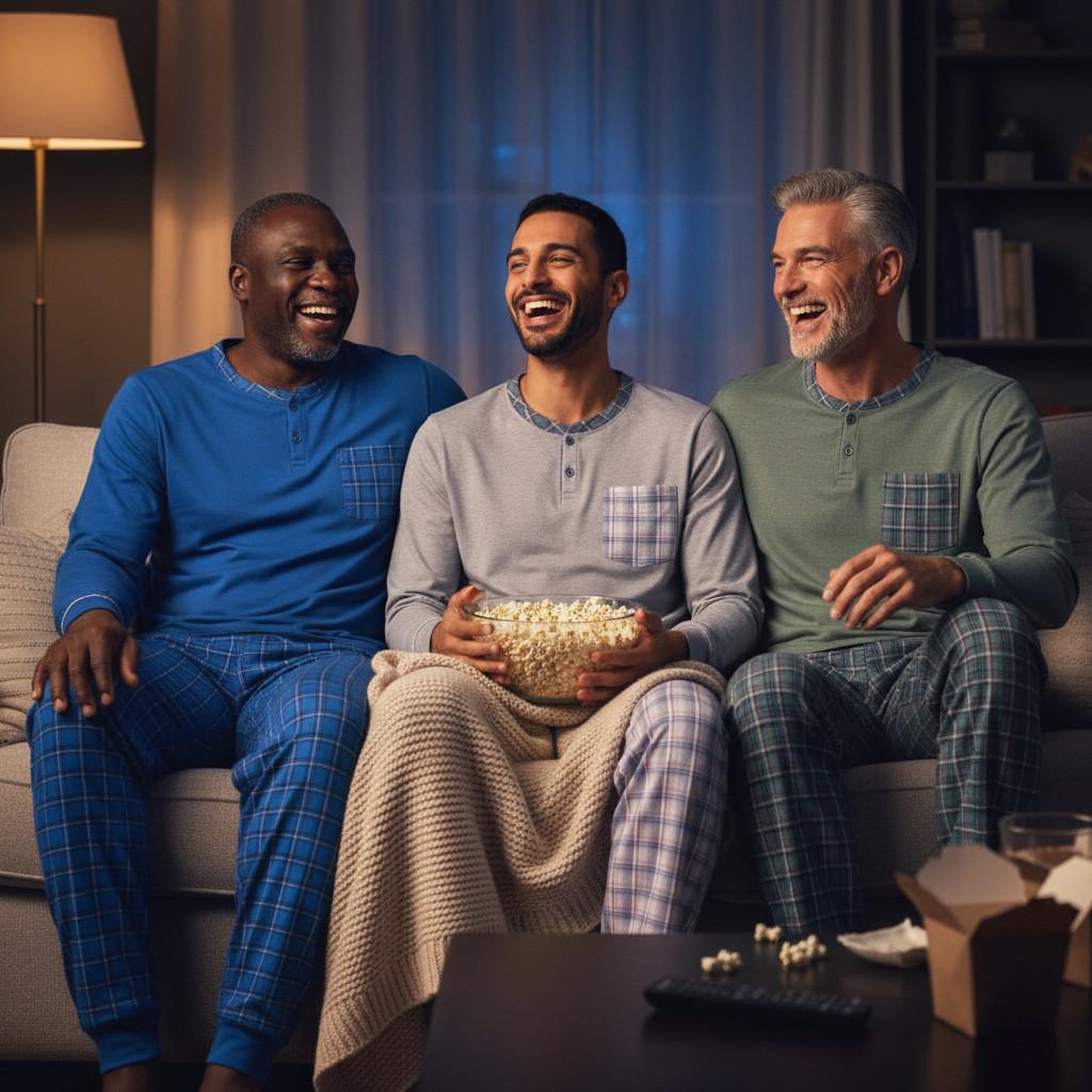 Voir la diapositive 6 : OZABI OZABI Pyjama Homme Long Pack de 3, Coton Doublé Polaire, Col Boutonné